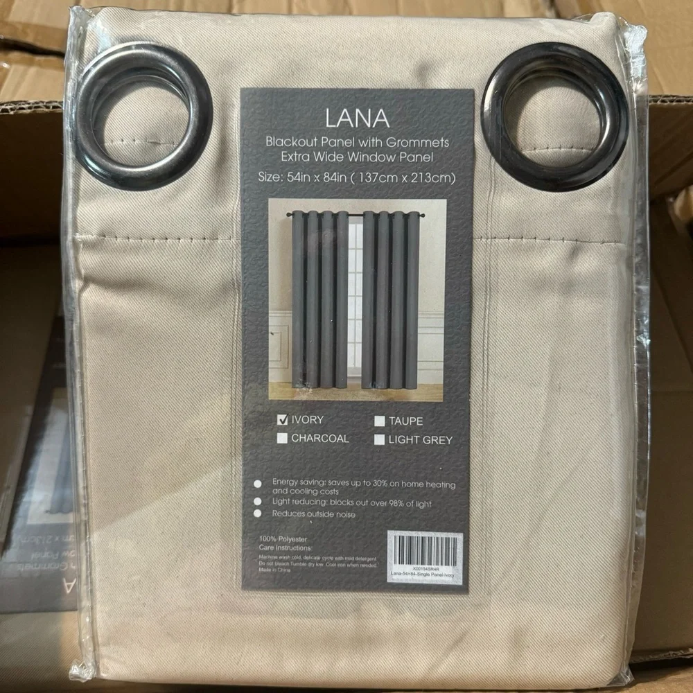 Lana Ivory 1 blackout panel with grommets extra wide window